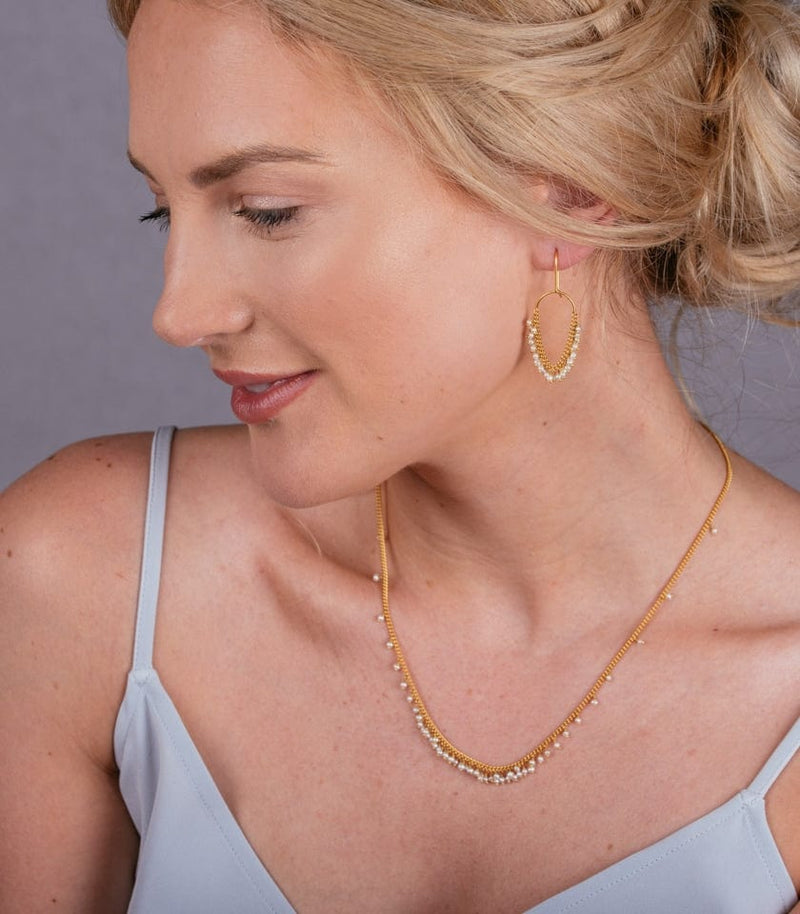 Kate Wood Graduated Row Pearl Drop Necklace MOD Jewellery
