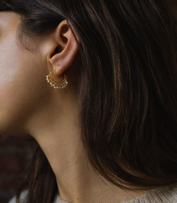 Kate Wood Pearl Hoop Earrings MOD Jewellery