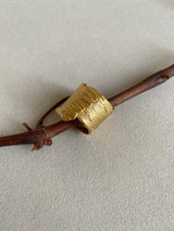 Little Nothing Eucalyptus Bark Gold Plated Ring MOD Jewellery