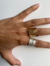 Little Nothing Eucalyptus Bark Gold Plated Ring MOD Jewellery