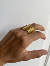 Little Nothing Eucalyptus Bark Gold Plated Ring MOD Jewellery