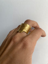 Little Nothing Eucalyptus Bark Gold Plated Ring MOD Jewellery