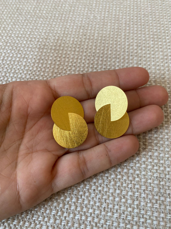 Zaremski Circles Gold Plated Earrings MOD Jewellery