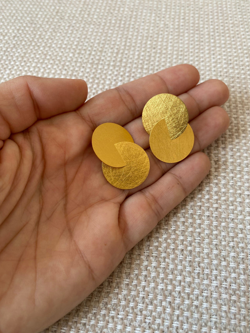 Zaremski Circles Gold Plated Earrings MOD Jewellery