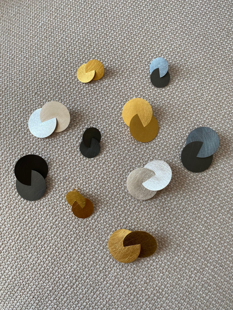 Zaremski Circles Gold Plated Earrings MOD Jewellery
