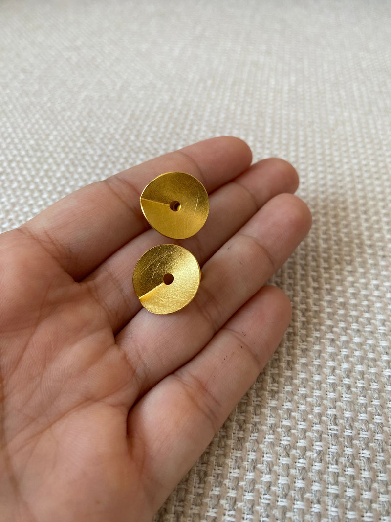 Zaremski Groove gold plated Earrings small MOD Jewellery
