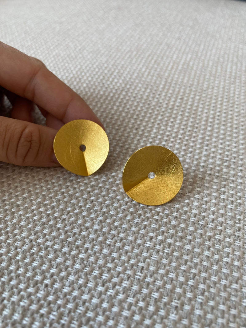 Zaremski Groove gold plated Earrings small MOD Jewellery