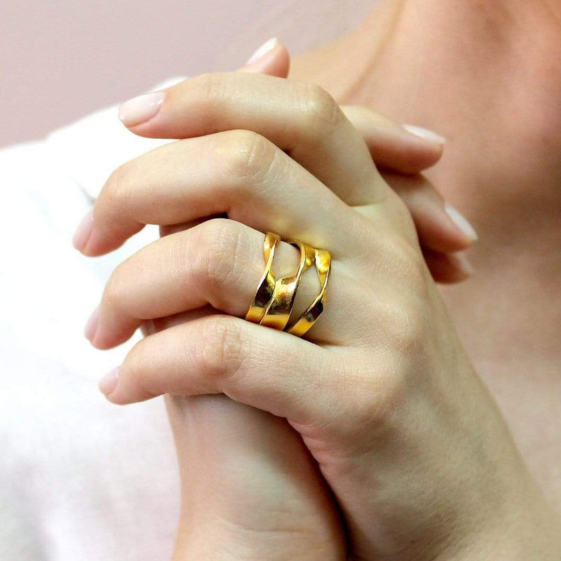 Ana Sales Nara Statement Silver Ring MOD Jewellery - 24k Gold plated silver