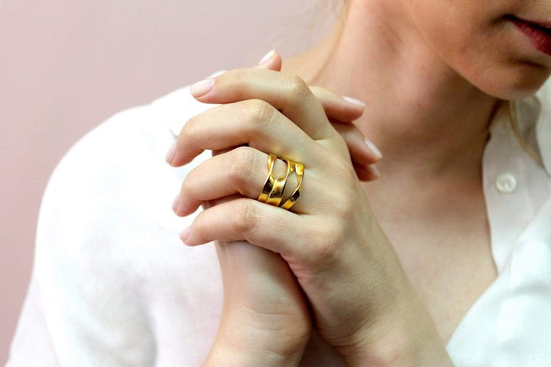 Ana Sales Nara Statement Silver Ring MOD Jewellery - 24k Gold plated silver