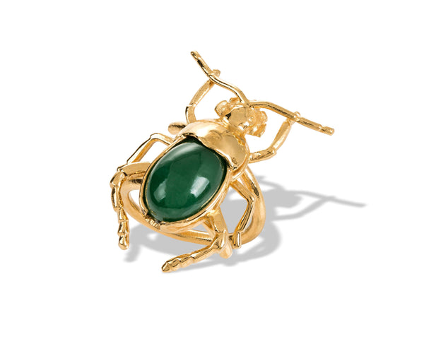 Bruno da Rocha Beetle Jade Gold Plated Ring MOD Jewellery
