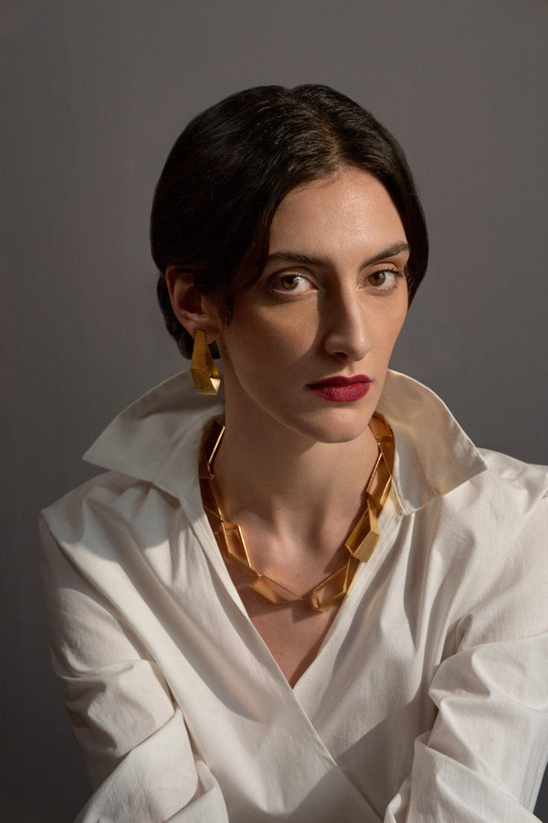 Bruno da Rocha geometric necklace gold plated MOD Jewellery