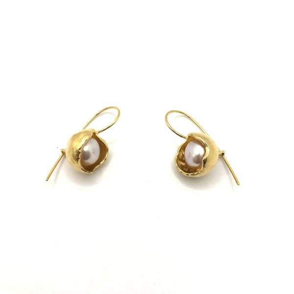 Bruno da Rocha Pearl gold plated hoop earrings MOD Jewellery