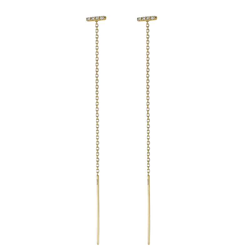 Goldstock Line Diamond Earrings Long MOD Jewellery
