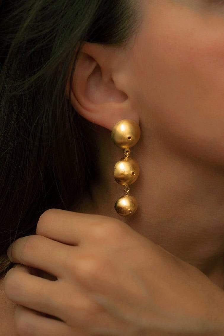 Inês Telles Azura Gold Plated Long Earrings MOD Jewellery - 24k Gold plated silver