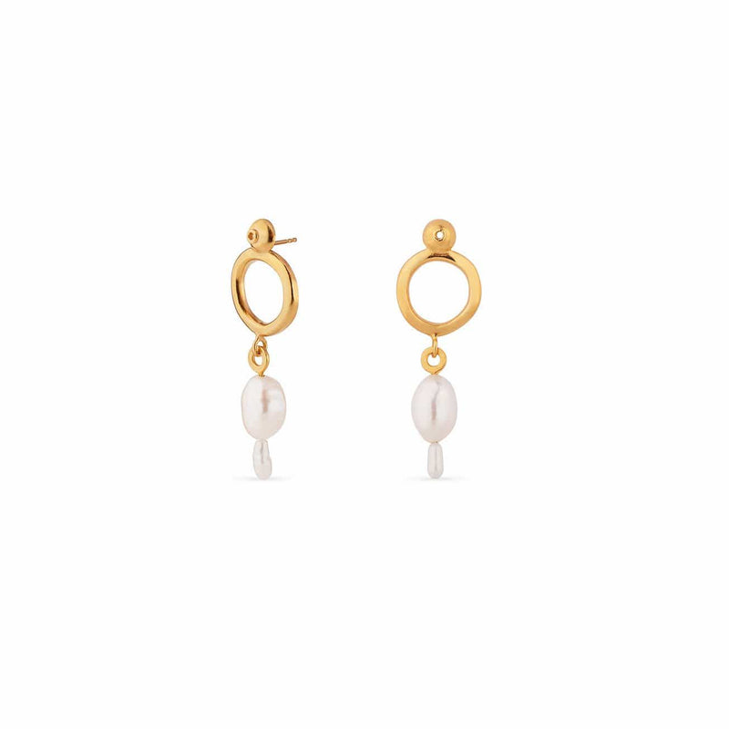 Inês Telles Azura Gold Plated Pearl Earrings MOD Jewellery - 24k Gold plated silver