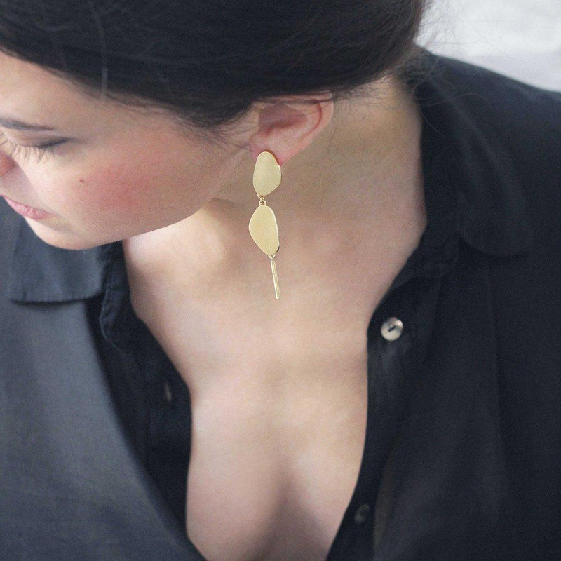 Inês Telles Ellos Long Silver Earrings MOD Jewellery - 24k Gold plated silver