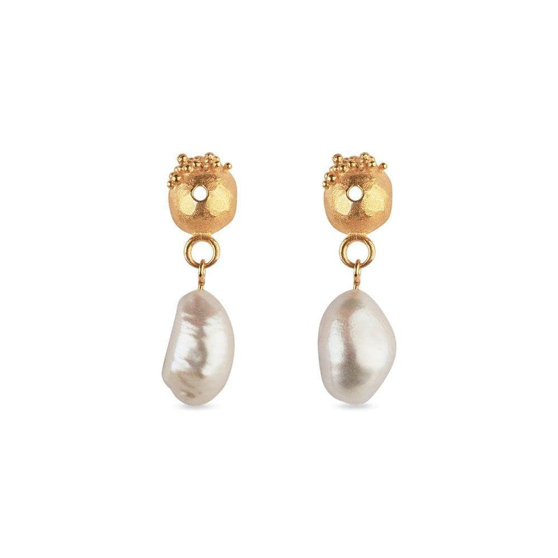 Inês Telles Lorena Gold Plated Pearl Earrings MOD Jewellery - 24k Gold plated silver