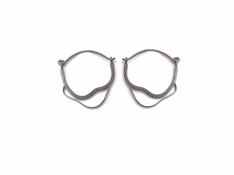 Inês Telles Meatus Silver Hoop Earrings MOD Jewellery - Oxidised sterling silver
