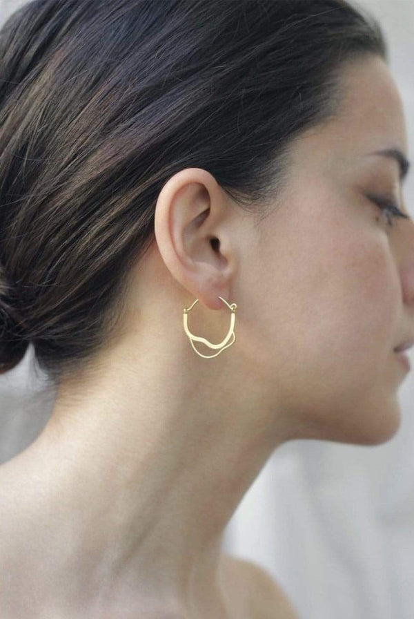 Inês Telles Meatus Silver Hoop Earrings MOD Jewellery - 24k Gold plated silver