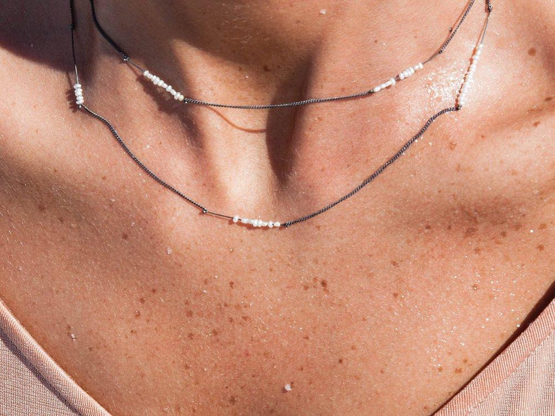 Inês Telles Solar Long Oxidised Pearl Necklace MOD Jewellery