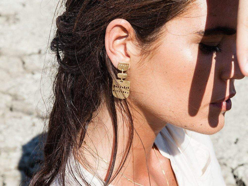 Inês Telles Solar Long Silver Earrings MOD Jewellery - 24k Gold plated silver