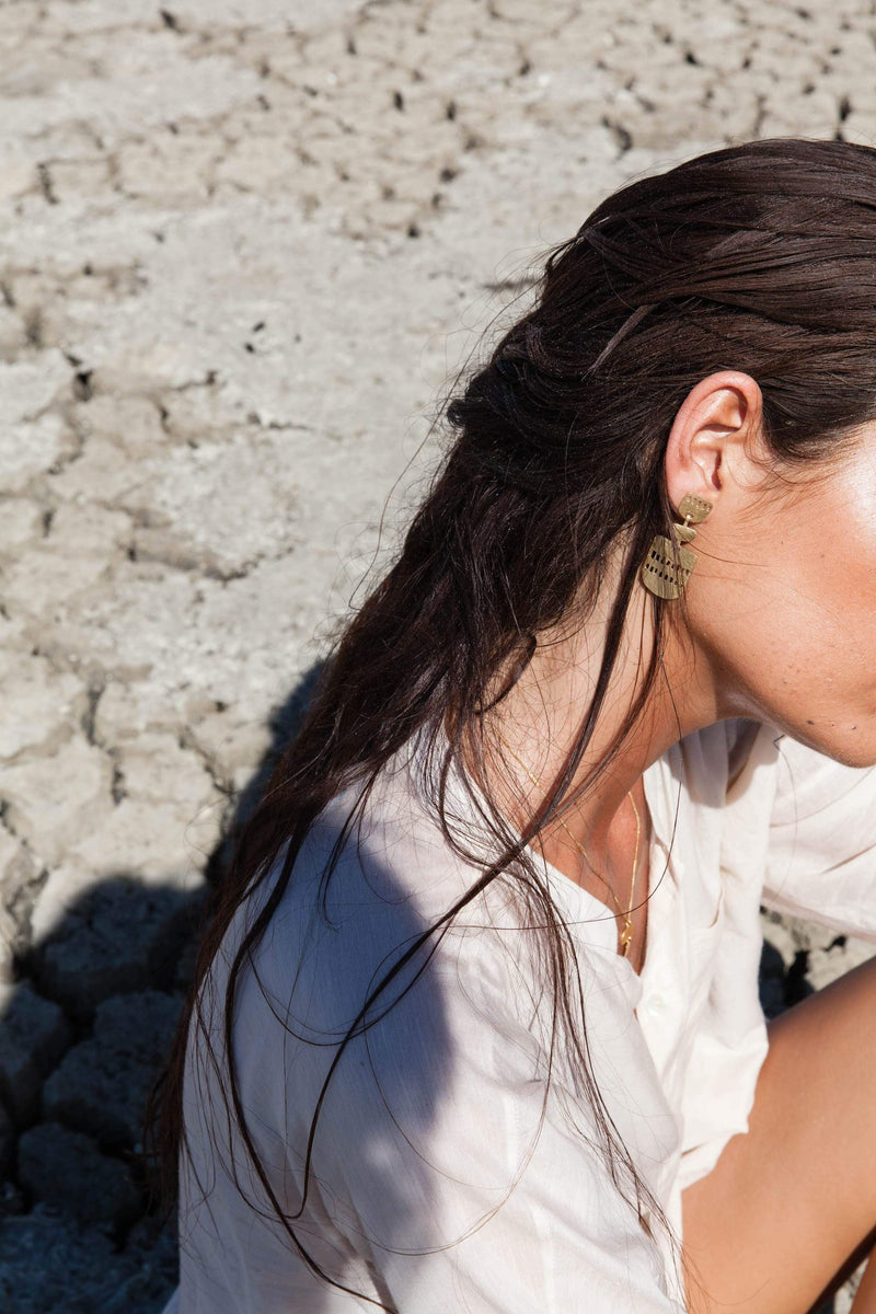 Inês Telles Solar Long Silver Earrings MOD Jewellery - 24k Gold plated silver