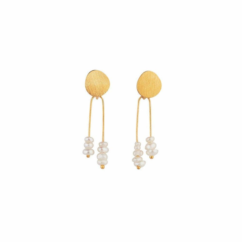 Inês Telles Solar Oxidised Pearl Earrings MOD Jewellery - 24k Gold plated silver