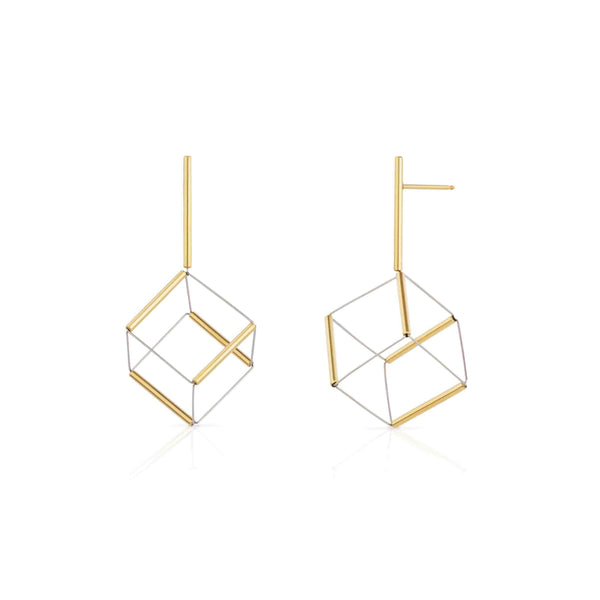 Yoko Takirai Cube Gold Earrings small MOD Jewellery