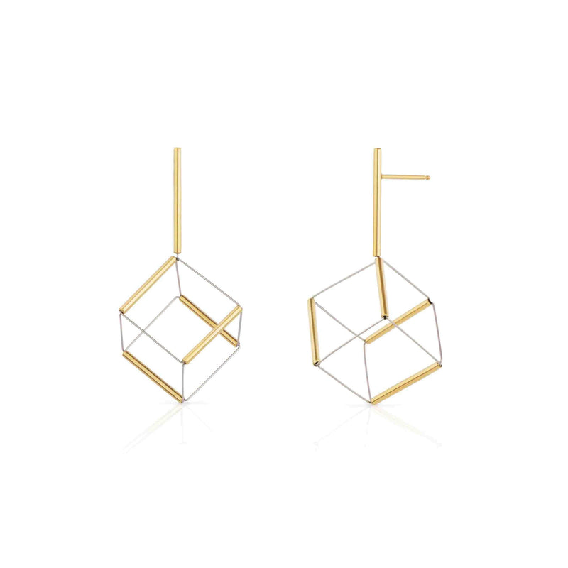 Yoko Takirai Cube Gold Earrings small MOD Jewellery