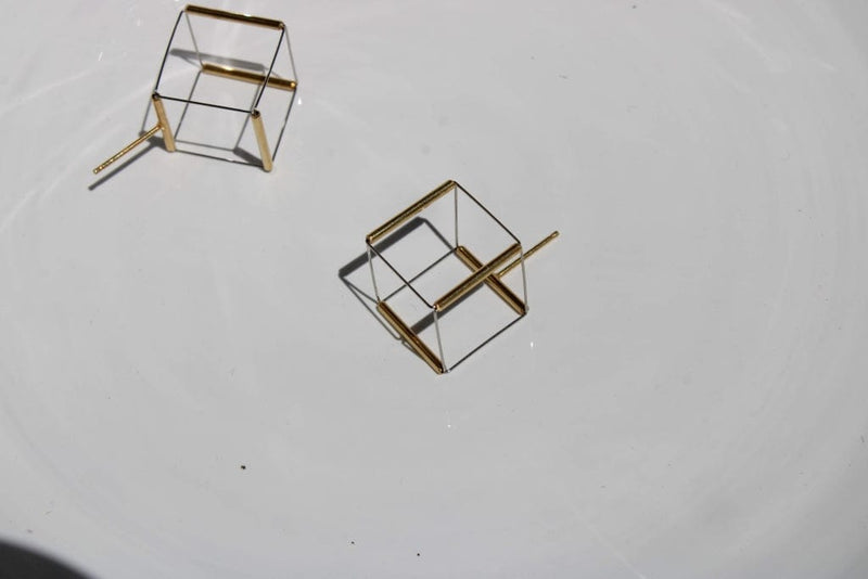 Yoko Takirai Cube II Gold Earrings MOD Jewellery