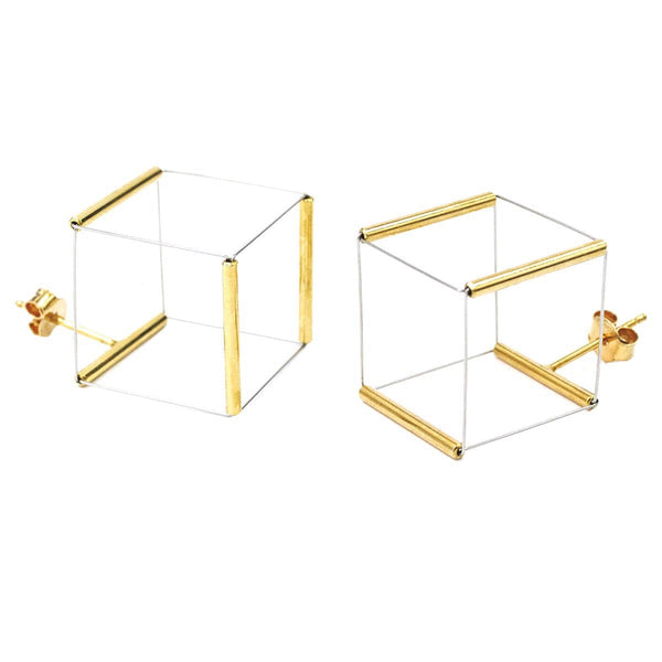 Yoko Takirai Cube II Gold Earrings MOD Jewellery